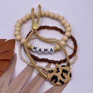 Mama Leopard Beaded Bracelet Stack Fall Pumpkin